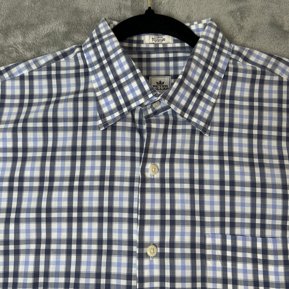 Peter Millar Men's Plaid Long Sleeve Button Up Shirt 100%‎ Cotton Size Large